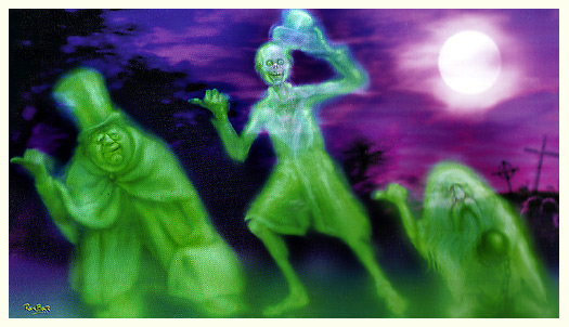Rick Baker's concept art for the Hitchhiking Ghosts