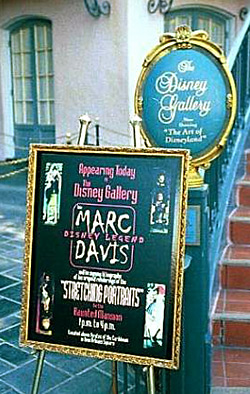 Marc Davis signs prints at Disneyland Gallery.