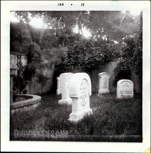 Tombstones at the Disneyland Haunted Mansion.